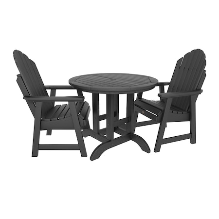 Highwood Usa Hamilton 3pc Round Outdoor Patio Furniture Dining Set AD-DNA36-BKE